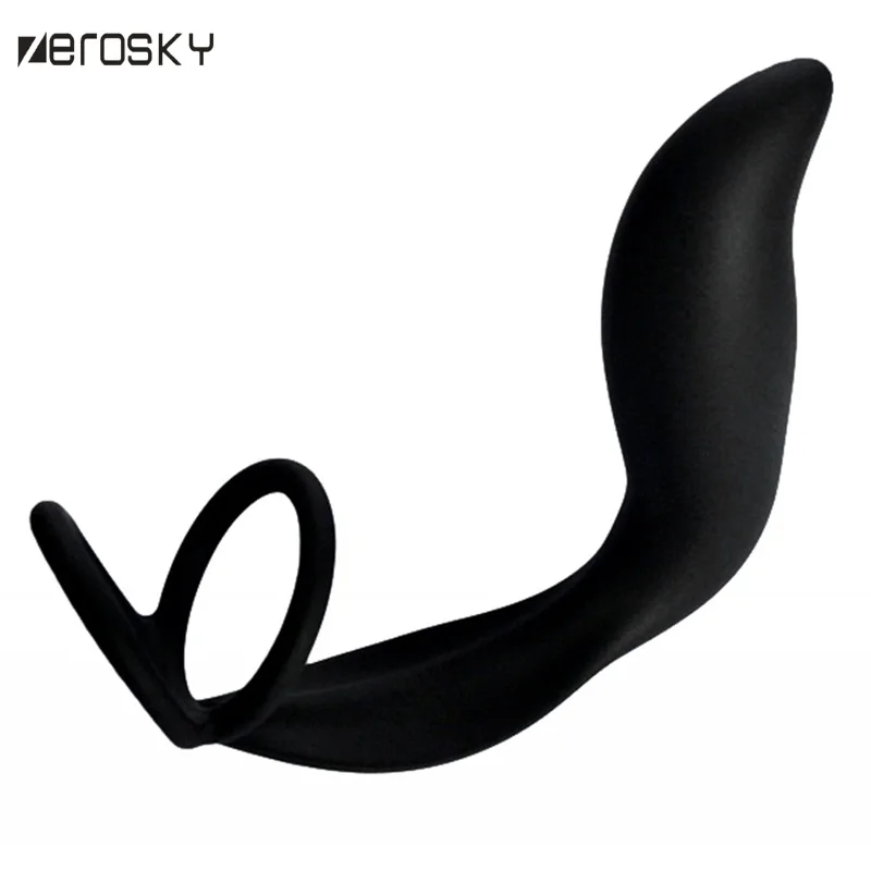Zerosky Male Prostate Stimulation Massager Anal Plug Intimate Sex Products for Men Double Ring Strap on Dildo Vibrator |
