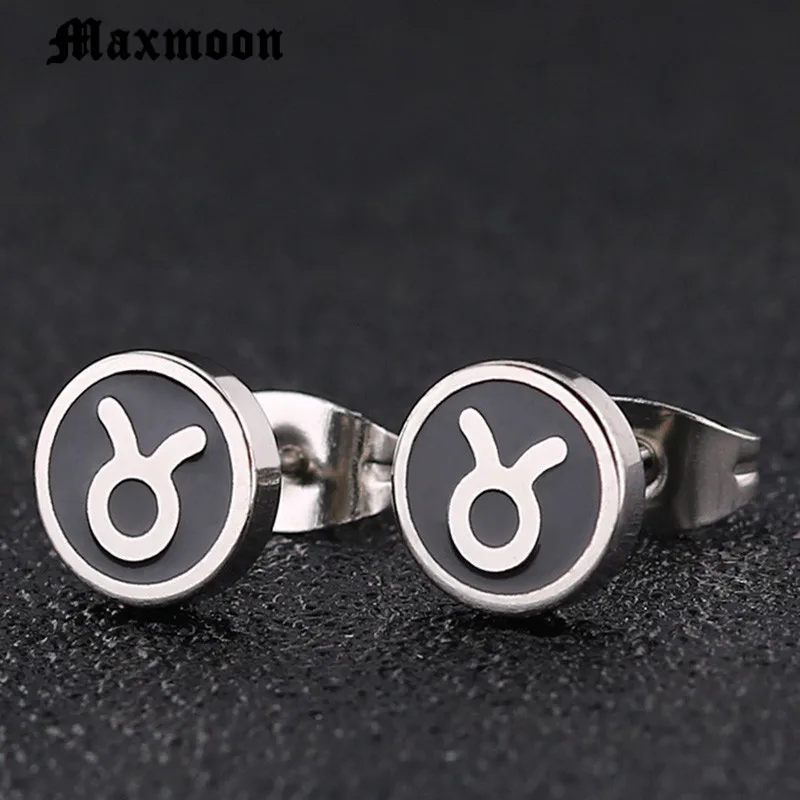 Мужские Серьги Maxmoon с двенадцатью созвездиями Телец мужские Клипсы из