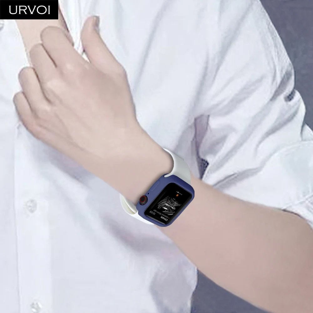 URVOI бампер для apple watch series 5 4 3 2 чехол для iwatch ТПУ карамельного цвета чехол тонкий защитный ультратонкий ремешок 40 мм 44 мм
