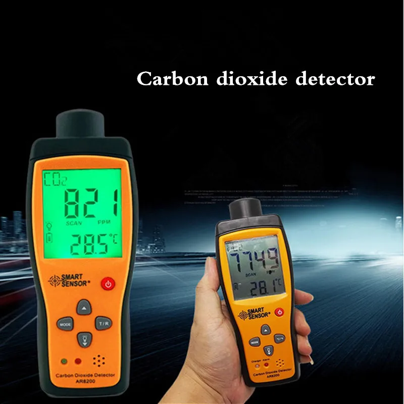 

CO2 Meter Tester Gas Detector Carbon Dioxide Detector Indoor Air Quality Monitor CO2 Tester Gas Analyzer AR8200+ Li-battery