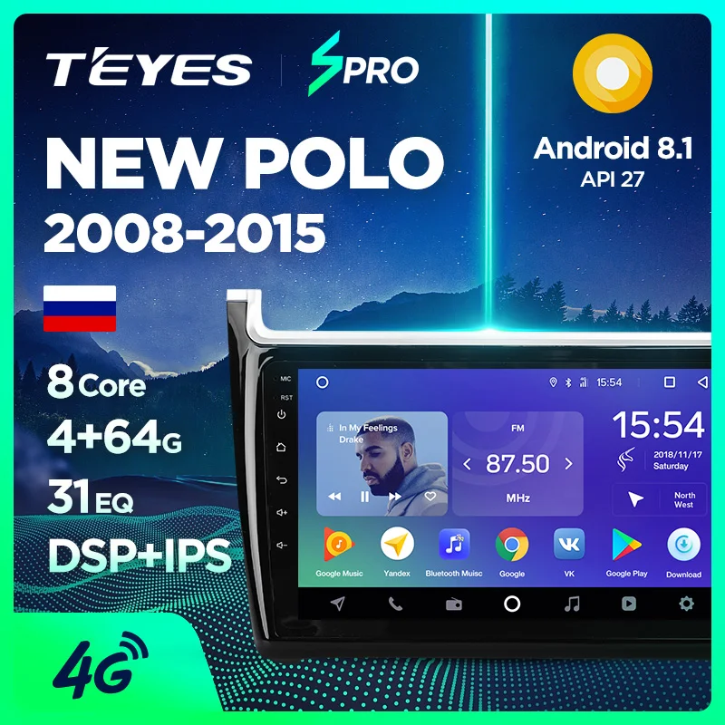 TEYES SPRO Штатная магнитола для Фольксваген Поло Volkswagen vw polo sedan 2008 2012 Android 8.1, до 8-ЯДЕР, до 4+ 64ГБ 32EQ+ DSP 2DIN автомагнитола 2 DIN DVD GPS мультимедиа автомобиля головное устройство