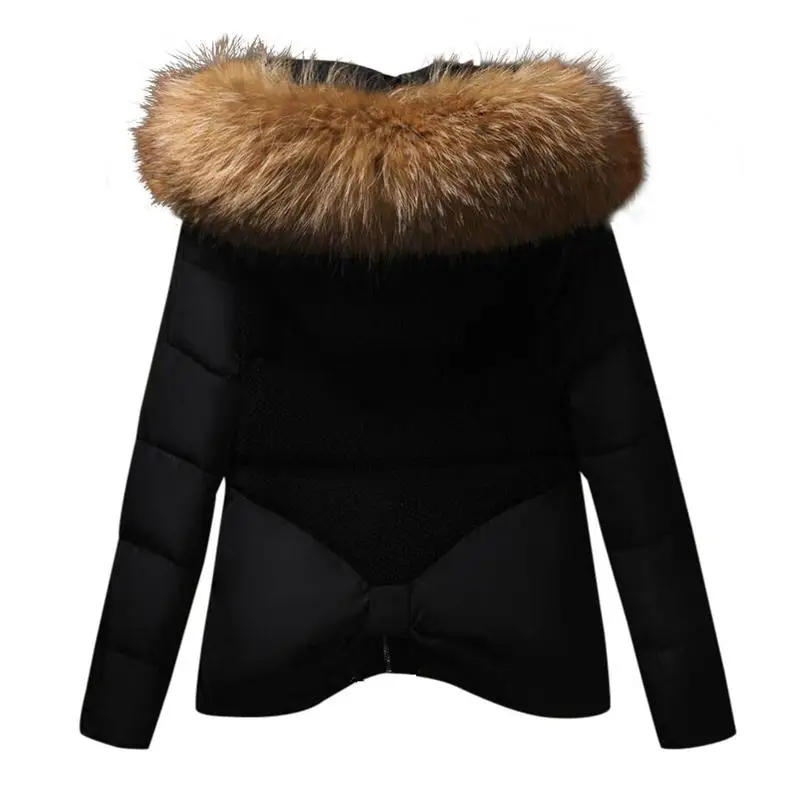 Куртка женская зимняя теплая с воротником из натурального меха енота|down parka|fashion