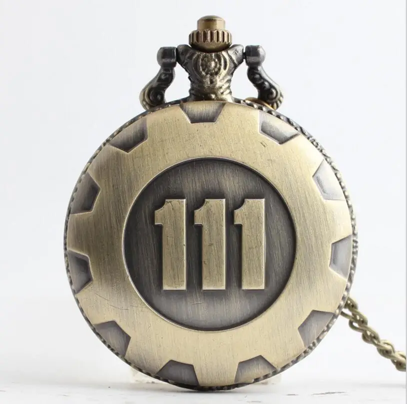 Винтажные Модные кварцевые карманные часы бронзовая игра Fallout 4 Vault 111 стимпанк