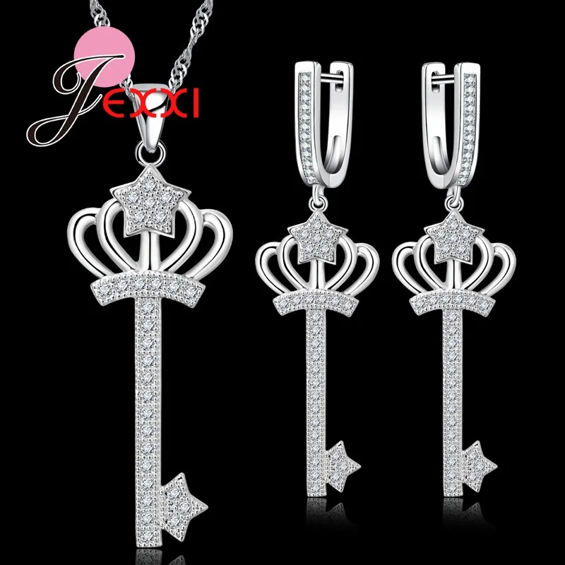 Романтические дизайнерские серебряные серьги и подвески в виде короны|jewelry sets|set