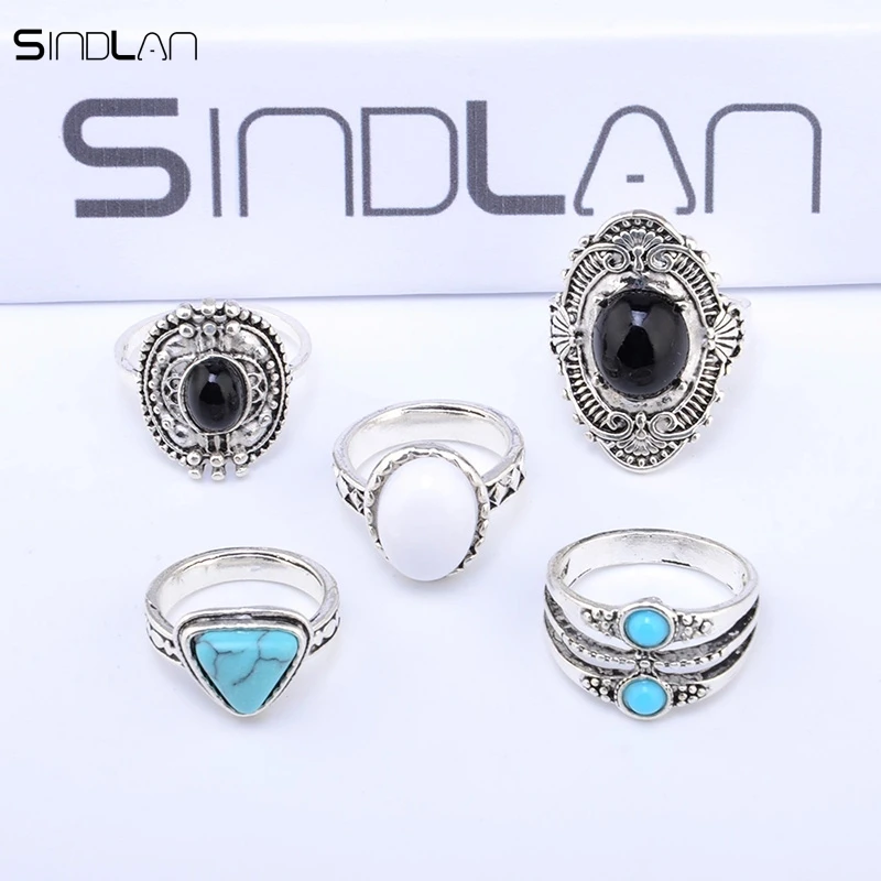Новинка модные свадебные украшения богемное кольцо 5 шт./компл. этническое синее