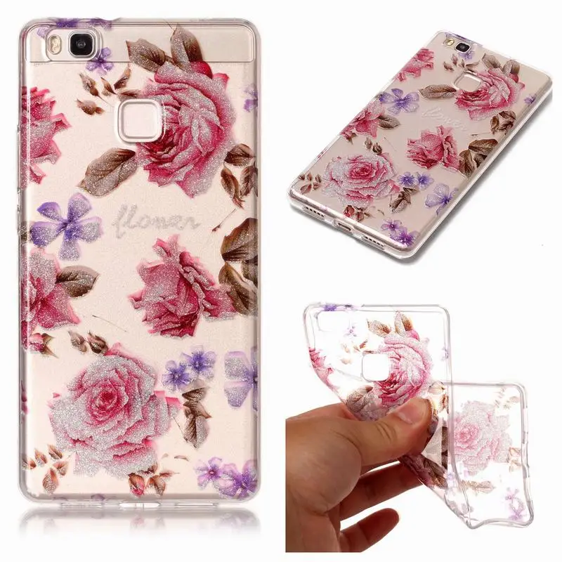 3D Case For Huawei P9 Lite Soft Silicone Glitter Cover Cases Ultra Thin Original Cute Flowers |