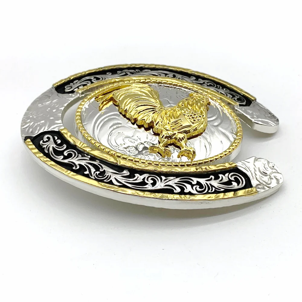 Западный ковбойский пряжка ремня с изображением животного Серебряный и Золотой