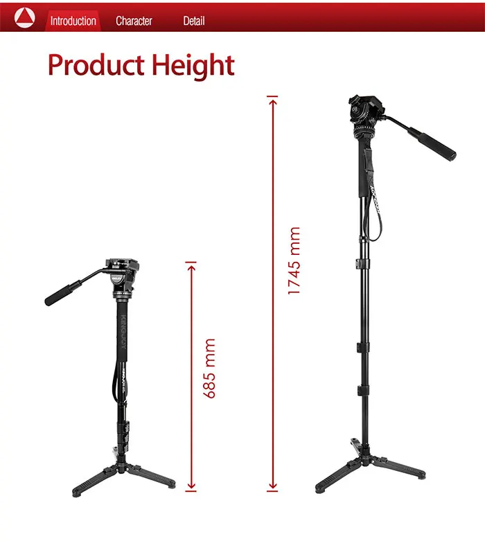 Kingjoy MP208F+ VT-1510+ M3 профессиональный монопод Dslr для всех моделей камеры штатив Стенд Para Movil гибкий Tripe Stativ SLR DSLR