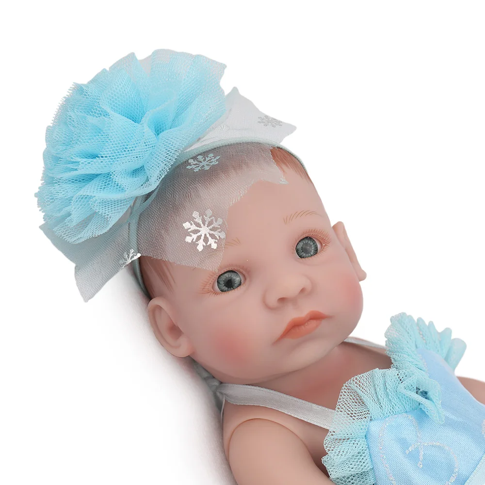 Кукла npk Reborn Baby Doll, мини-синяя юбка, для девочек, для малышей, 10 дюймов, полная виниловая ванна, куклы, игрушки, подарок для детей, Рождество, день рождения