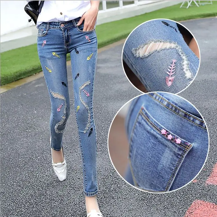 Новый модный бренд 2017 обтягивающие джинсы для женщин эластичные джинсовые узкие