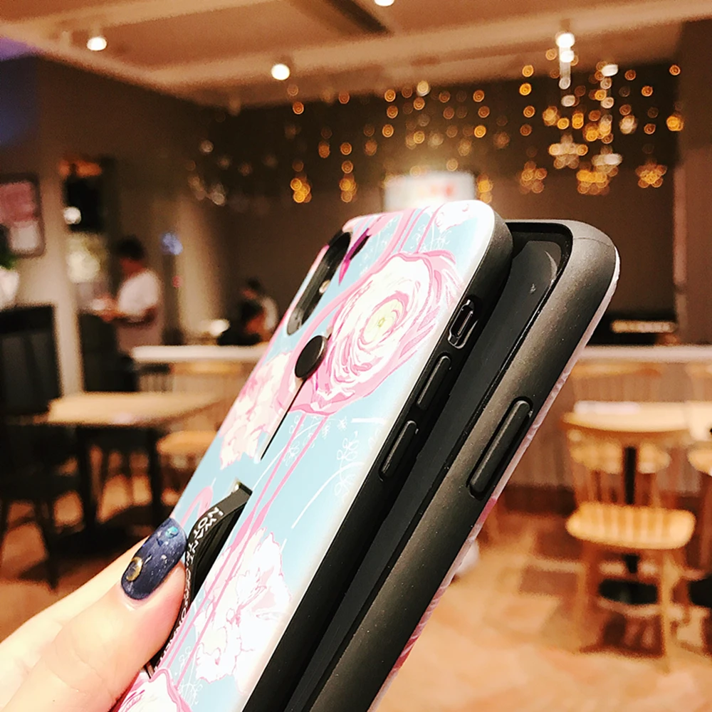 Hide Ring Stand Holder Silicon Cover For iPhone X XS MAX XR Beautiful Pink Flamingo Relief Phone Case 6 6S 7 8 Plus |