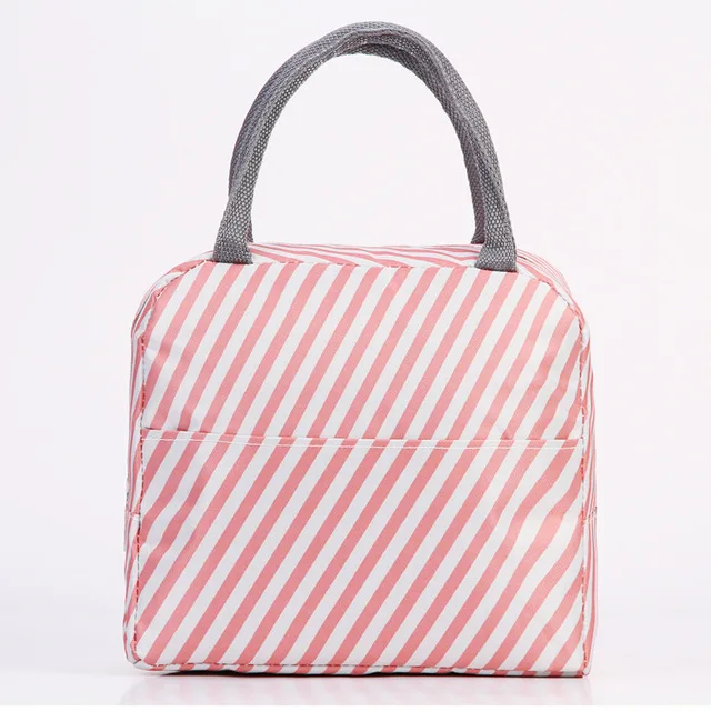 Pink Stripe Кактус портативные изолированные Оксфорд сумки для хранения сохраняющая тепло для еды на пикник сумки для обедов для женщин дети Функциональная сумка-холодильник с узором Ланч-бокс - Цвет: Pink Stripe