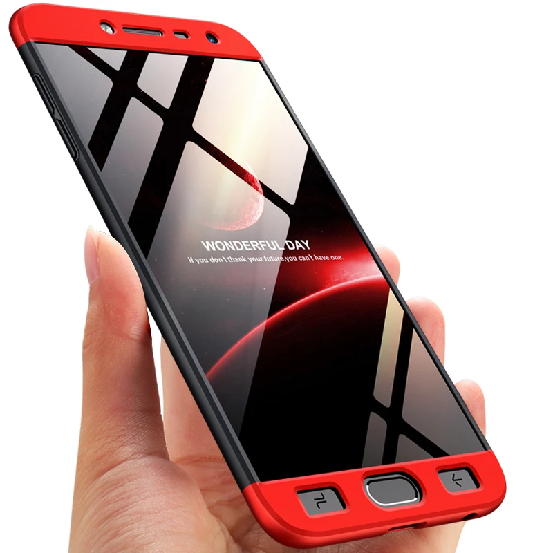 Крышка samsung Galaxy J4 2018 чехол 360 градусов полный Чехол для упаковки Жесткий PC Shell