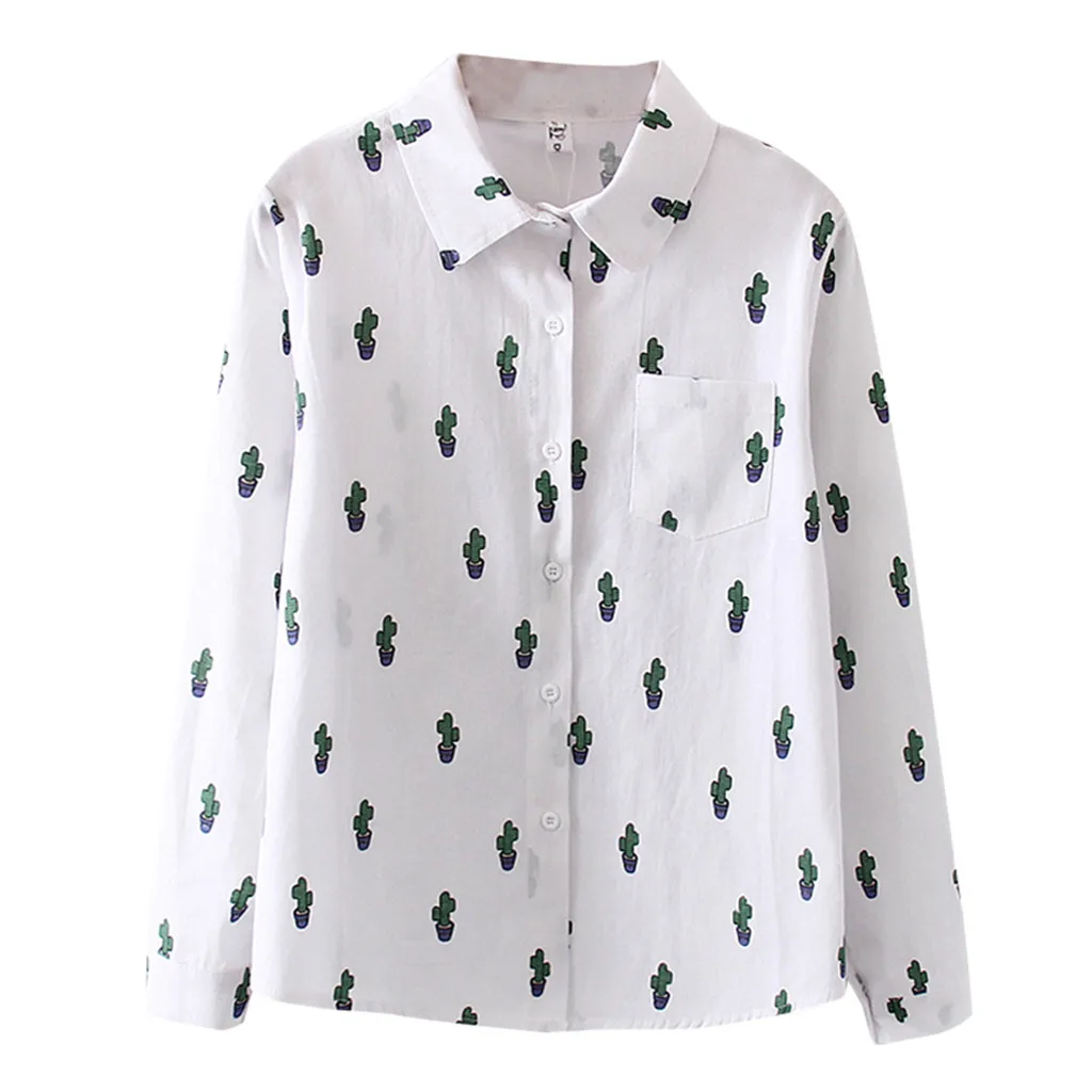 Women's Shirts Fashion Long Sleeve Cartoon Print Korean Shirt Casual Loose Blouse Elegant Blusas Femininas Camisas Mujer Tops