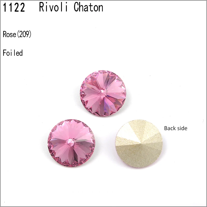 Rose F (209) 1 шт.) с украшением в виде кристаллов от Swarovski 1122 круглые Rivoli камня(без отверстия) фольгированная Австрия Стразы для бижутерии, материал для рукоделия - Цвет: Rose F (209)