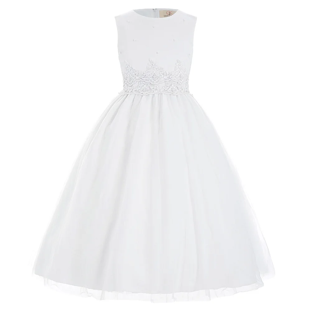 Пышное праздничное платье принцессы с цветочным узором и бусинами без рукавов