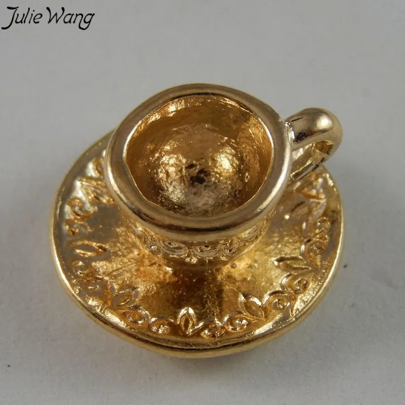 

Julie Wang 15pcs Gold Color Coffee Cup Shape Little Pendant Charm For Old Fashion Jewelry Vintage Jewelry Key Chain Accessory