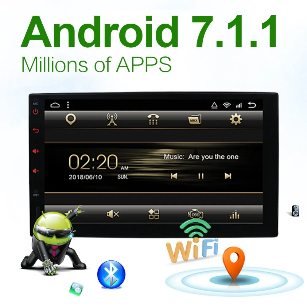 Bosion Android 7 1 радио с в тире gps навигации двойной дин стерео 7' Multi Touch Car Audio резервным