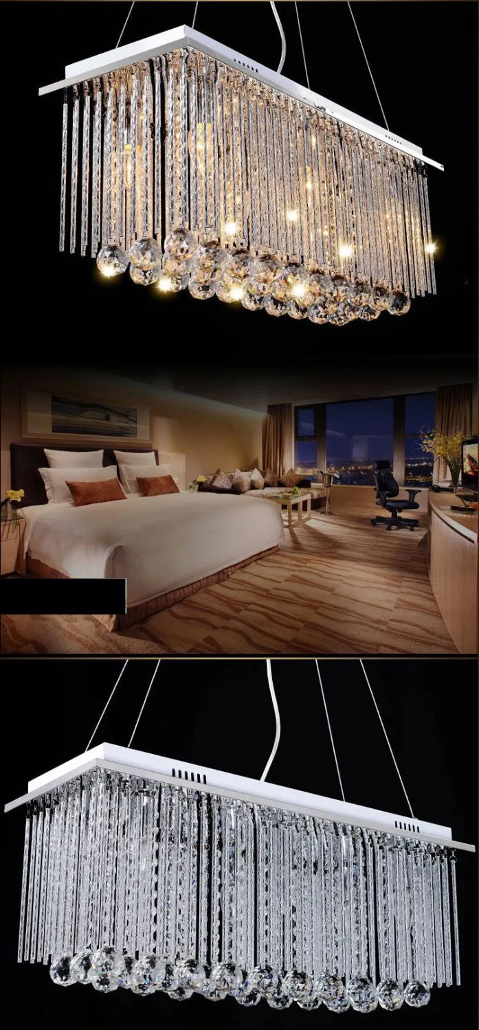 Роскошная прямоугольная хрустальная подвессветильник люстра потолочная лампа