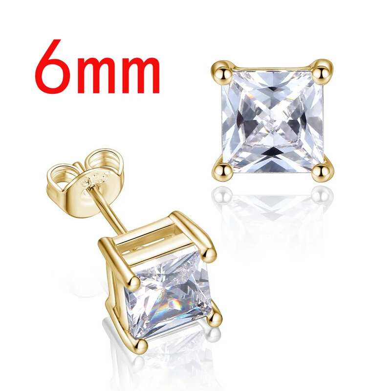 Модные квадратные серьги-гвоздики с фианитами для мужчин и женщин Бесплатная