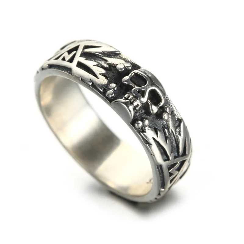 

European and American men's 925 silver jewelry skull ring free shipping