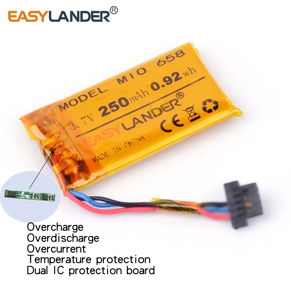 Rechargeable li Polymer battery For DVR GPS toys MIO mivue 658 368A Mio 786 Driving recorder 3.7V 250mAh | Электроника