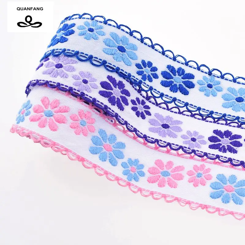 20 мм Одиночная лицевая Grosgrain &amp атласная вышитая кружевная лента/оберточная