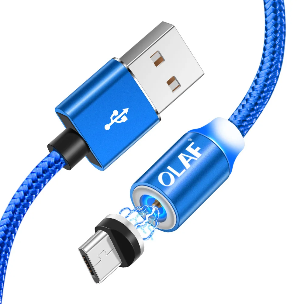 Магнитный usb-кабель OLAF 1 м/2 м, магнитный шнур для быстрой зарядки для iPhone XR Xs Max, кабель USB type c для samsung S8 Xiaomi OnePlus 6t