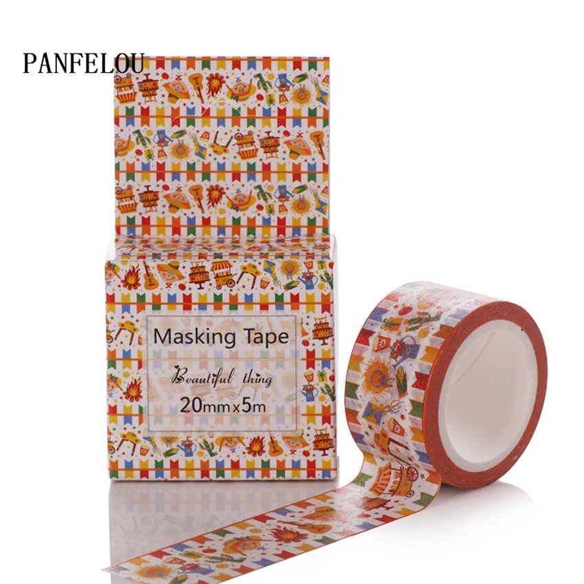 

PANFELOU 2CMx5M gathering cartoon Stickers border masking adhesive line paper washi tape DIY Scrapbooking Hand account