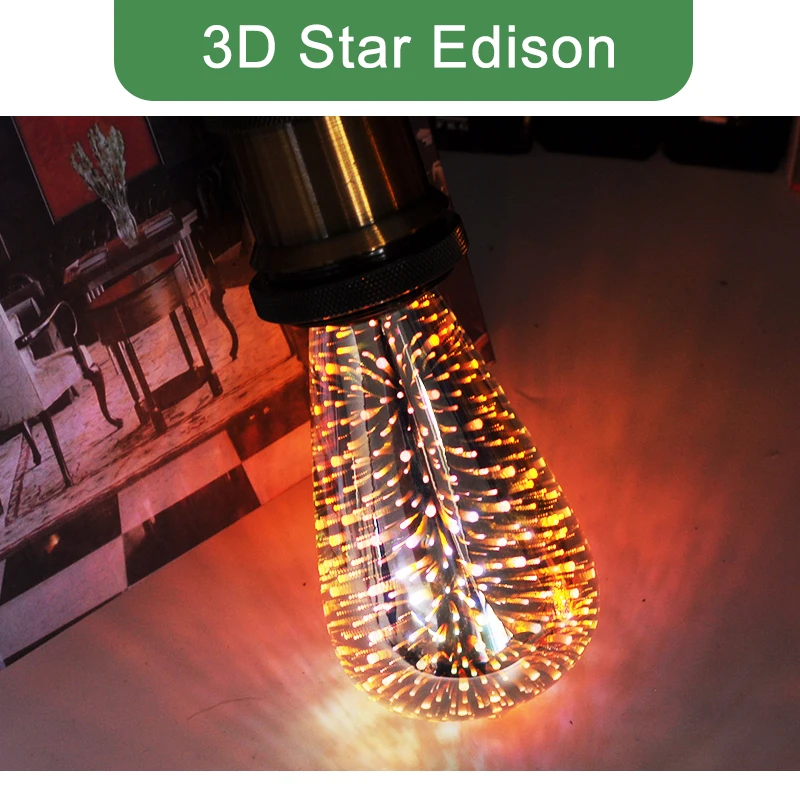 3d фейерверк Kaguyahime цветная светодиодная лампа Эдисона E27 ST64 A60 G80 G95 праздничное