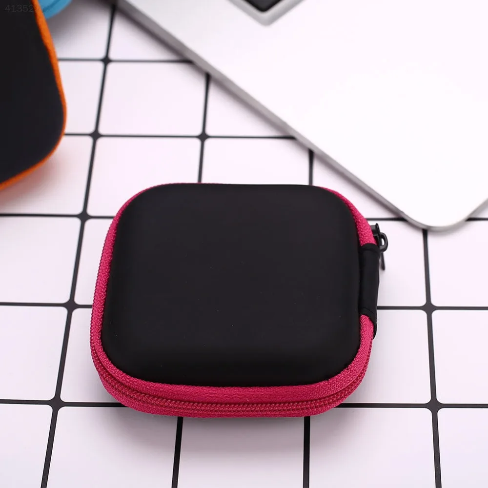 Square Earphone Wire Organizer Box Data Line Cables Storage Case Container Coin Headphone Protective 8cm | Дом и сад