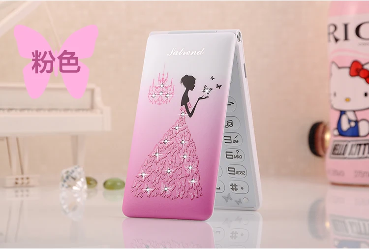 KUH D11 маленький мультяшный телефон с двумя сим-картами и mp3 mp4 рекордером для женщин, детей, девушек, леди, милый мини мобильный телефон с цветами