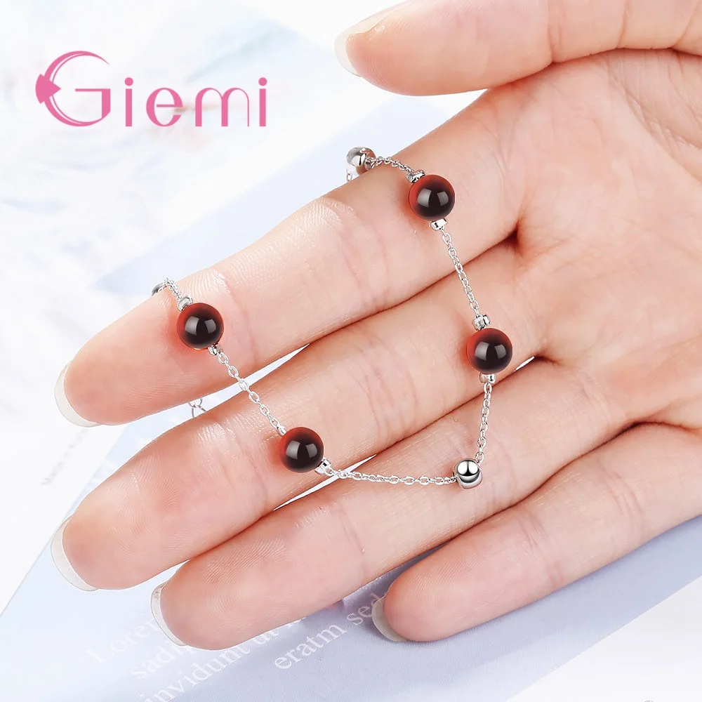 Серебряный браслет из бусин серебро 925 пробы браслеты для женщин и девочек