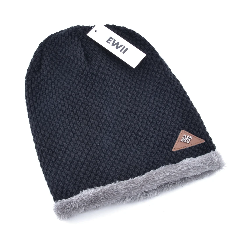 2017 модная быстрая Мужская трикотажная шапка мужские облегающие шапки теплая для