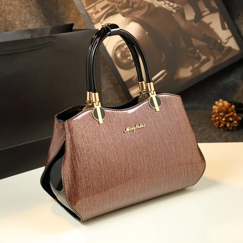 Rose gold Новинка, роскошный дизайн, высокое качество, лакированная кожа, женский клатч, большая сумка, на плечо, сумка-мессенджер, женские сумки, известные бренды - Цвет: Rose gold