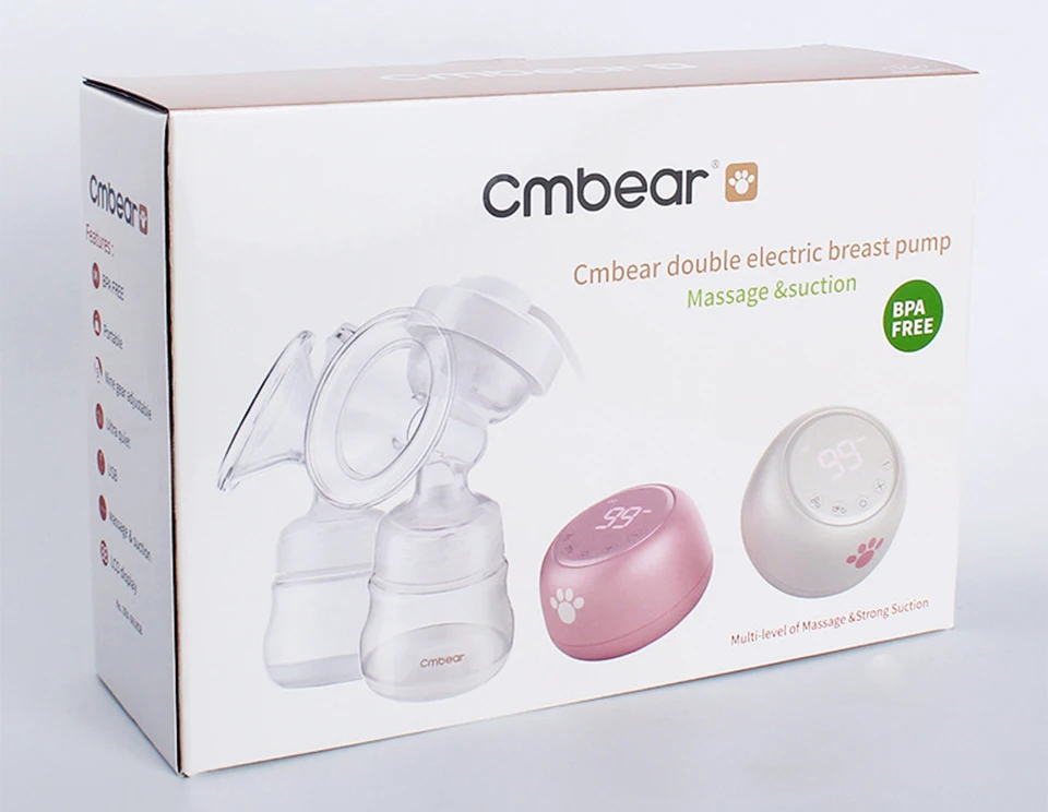 Cmbear, двойной Электрический молокоотсос, мощный, всасывающий, для новорожденных, грудное вскармливание, infantil, USB молокоотсосы с двумя бутылочками