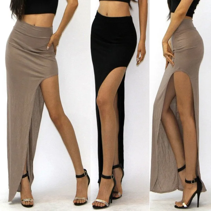 Женщины высокой талией сексуальные юбки леди длинная юбка Летняя Мода cool