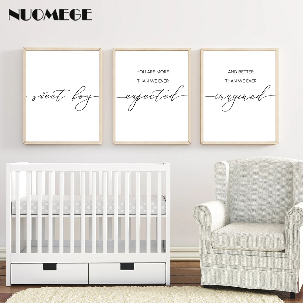 

Boy Nursery Decor Sweet Boy You Are More Than We Ever Expected Poster Print Baby Boy Gift Canvas Art Painting Bedroom Decoration