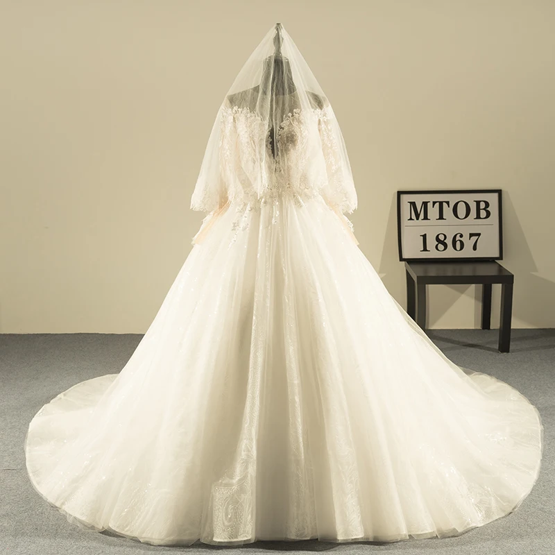 Новый дизайн бальное платье кружевные свадебные платья 2019 Роскошный V-образный