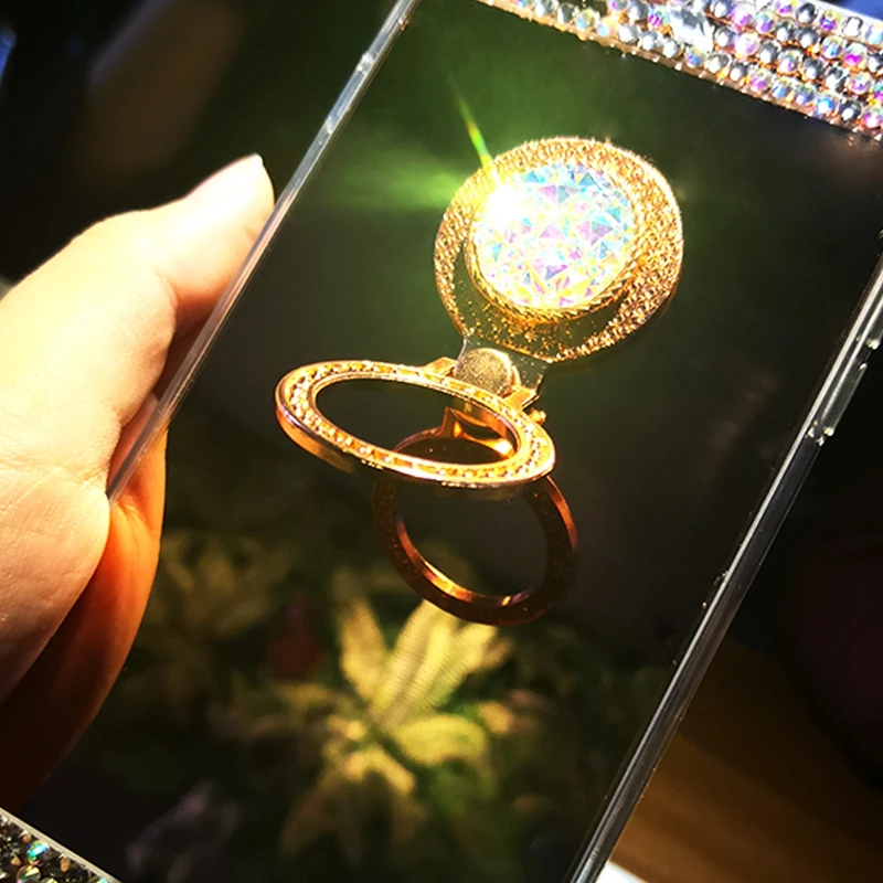 Mirror Case For XiaoMi RedMi Note 6 Pro Cases 3D Rhinestone Ring Holder Soft TPU XioMi Redmi 4 5 4X Cover |