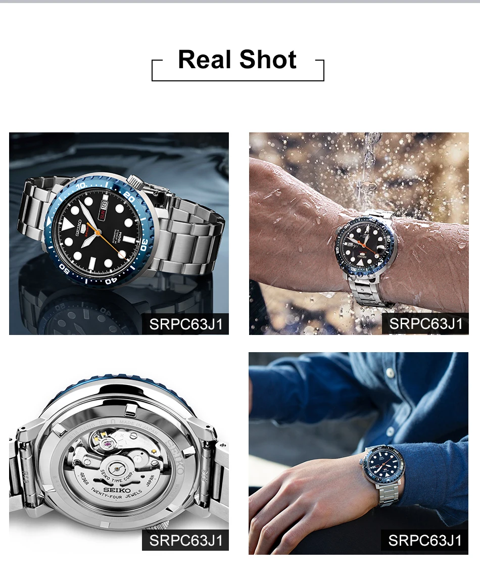 Оригинальные часы SEIKO5, спортивные, для дайвинга, плавания, автоматические механические наручные часы, два языка, календарь, мужские часы, гарантия