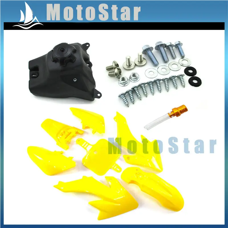 Желтые пластиковые комплекты обтекателей крыла + винты бензиновый топливный бак