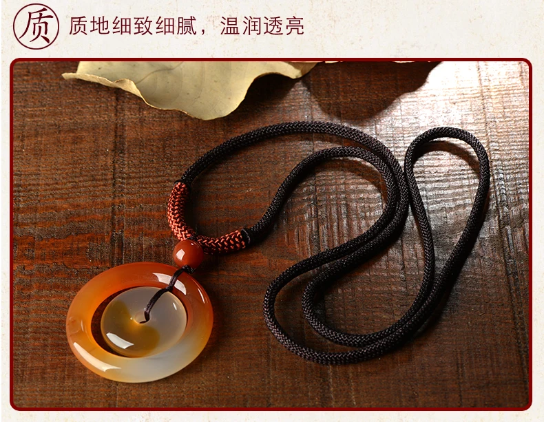 

Genuine natural chalcedony pendant necklace colorful double-button sweater chain men and women jewelry JADES jewelry gift rope