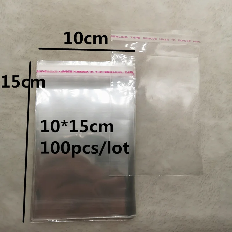 

100pcs 10x15cm Resealable Poly Bag Transparent Opp Plastic Bags Self Adhesive Seal Jewellery Making Bag