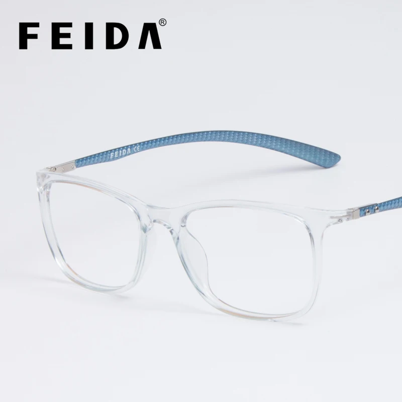 FEIDA ультралегкие TR90 карбоновые очки для близорукости, оправа для мужчин и женщин, прозрачные линзы, компьютерные очки, мужские поддельные очки YX0281 - Цвет оправы: c4