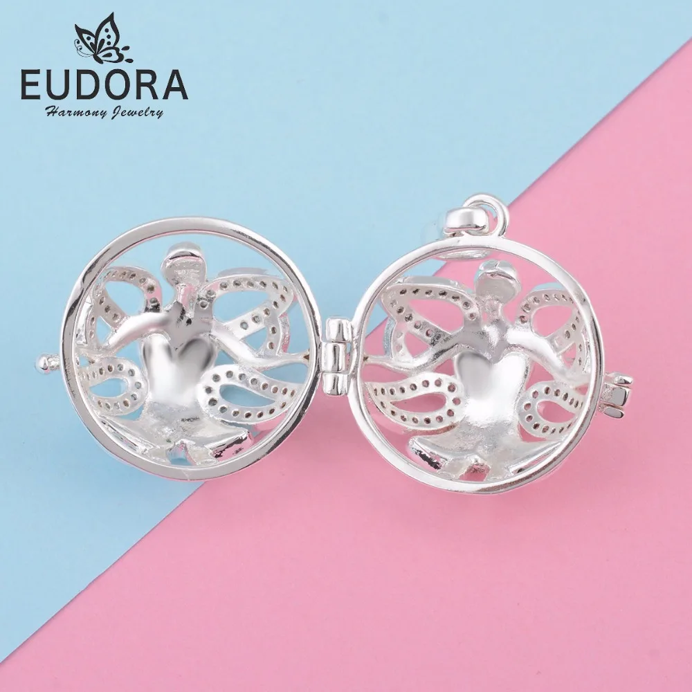 

Eudora Harmony Ball Dancer Locket Necklace Floating Crystal Cage Pendant Fit 18mm Inner Ball for Women baby Best Jewelry Gift