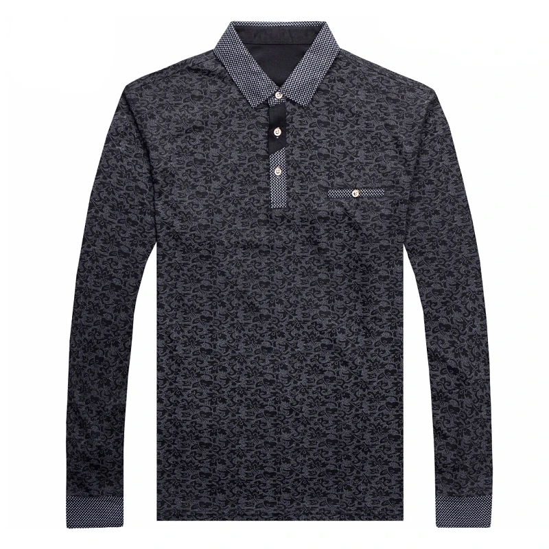 MIACAWOR New Brand Men Polo Fashion Print Shirt Me Casual Camisa Masculina Spring Long sleeve Tops Tees T693 | Мужская одежда
