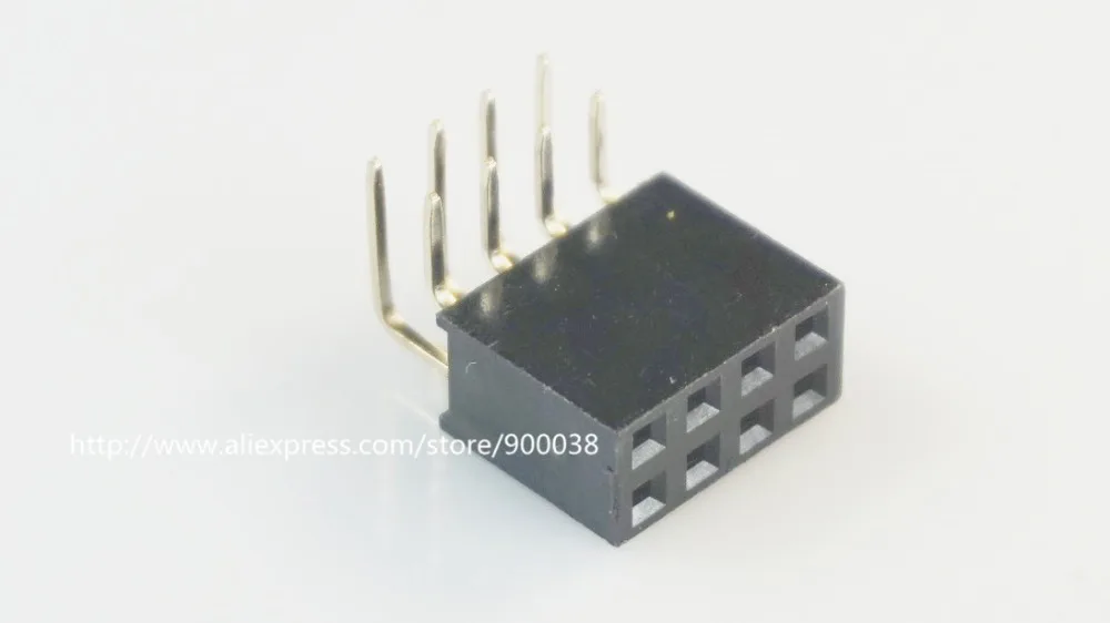 

1000pcs 2x4P 8 poles 2.54mm Female PCB Pin Header Right Angle Single row Through Hole Insulator height 8.50mm Rohs