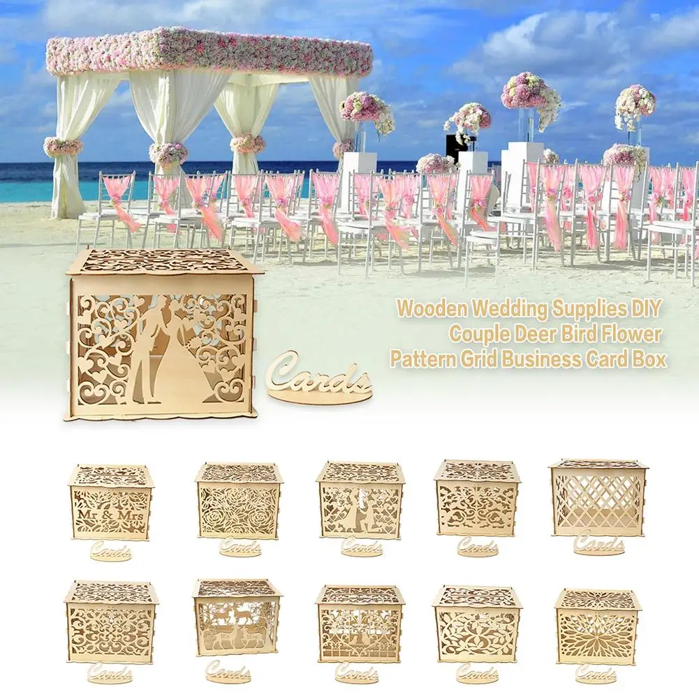 Деревянные Свадебные принадлежности DIY пара олень птица цветочный узор сетка