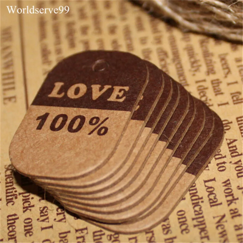 100% любовь крафт-бумага ценники бирки Свадебная вечеринка сделай сам открытки